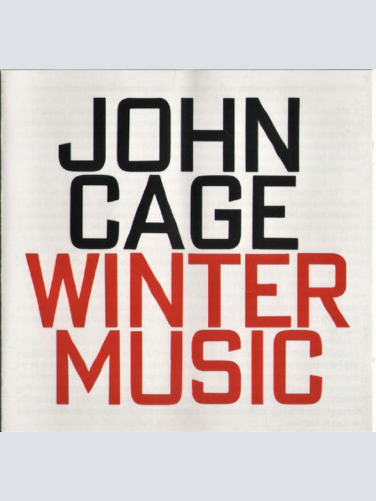 CD, Album John Cage - Winter Music