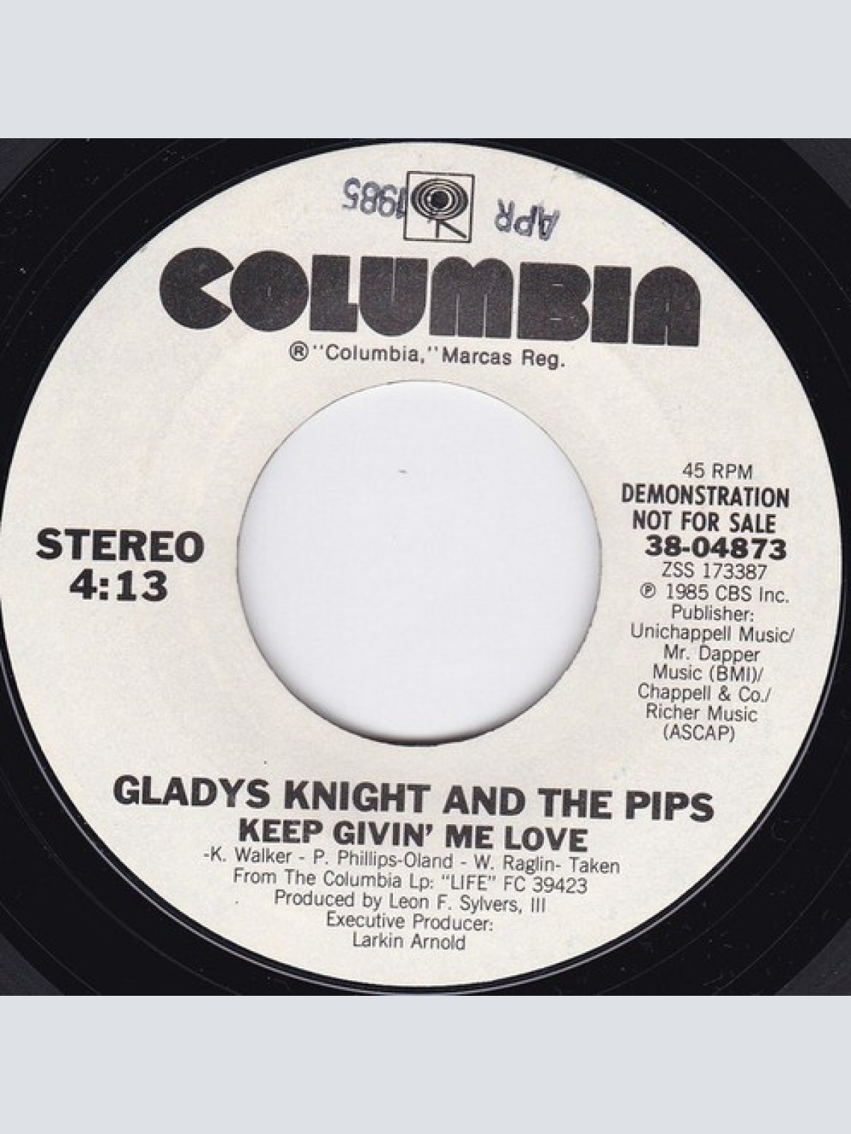 7", Single, Promo Gladys Knight And The Pips - Keep Givin' Me Love