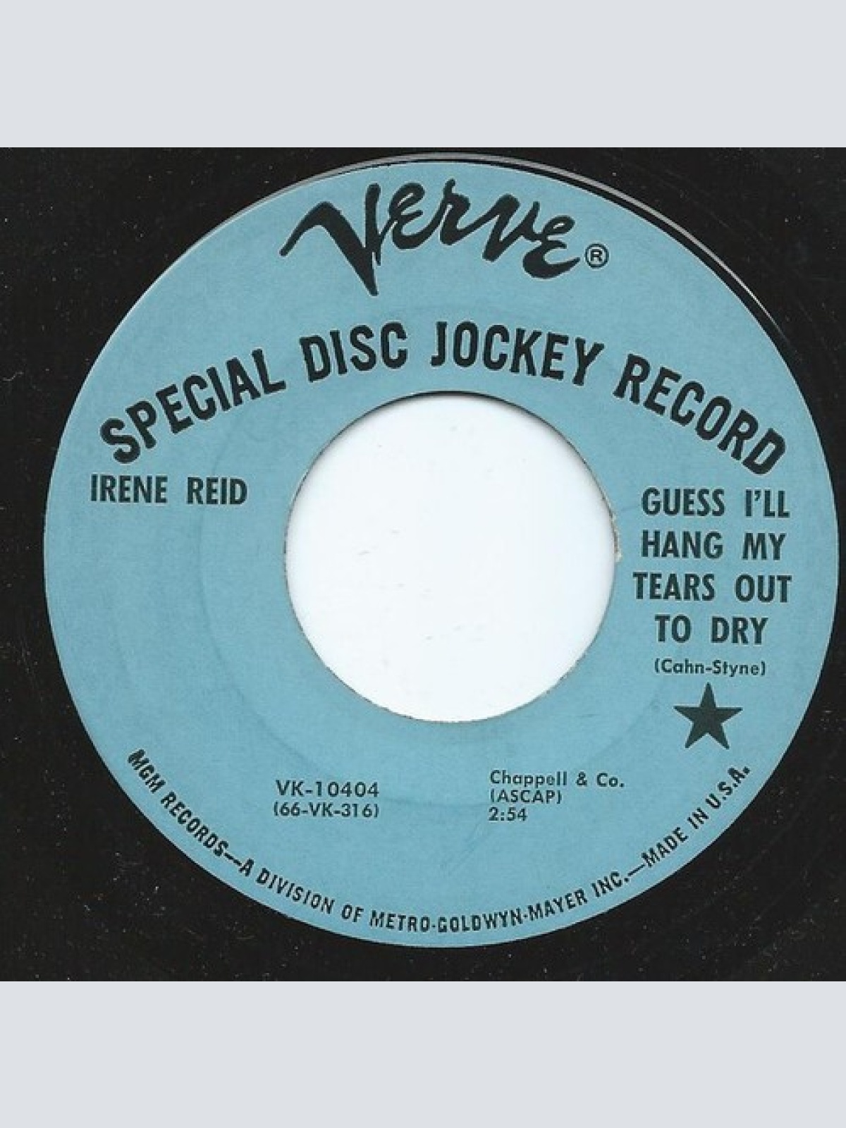 7", Promo Irene Reid - Guess I'll Hang My Tears Out To Dry / It's Too Late