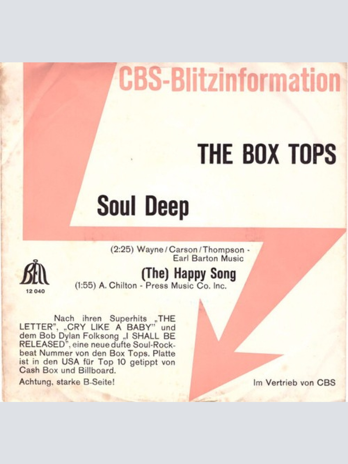 7", Single, Promo The Box Tops* - Soul Deep / (The) Happy Song