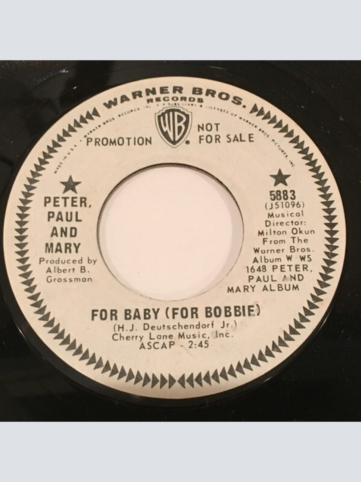 7", Single, Promo Peter, Paul And Mary* - For Baby (For Bobbie) / Hurry Sundown