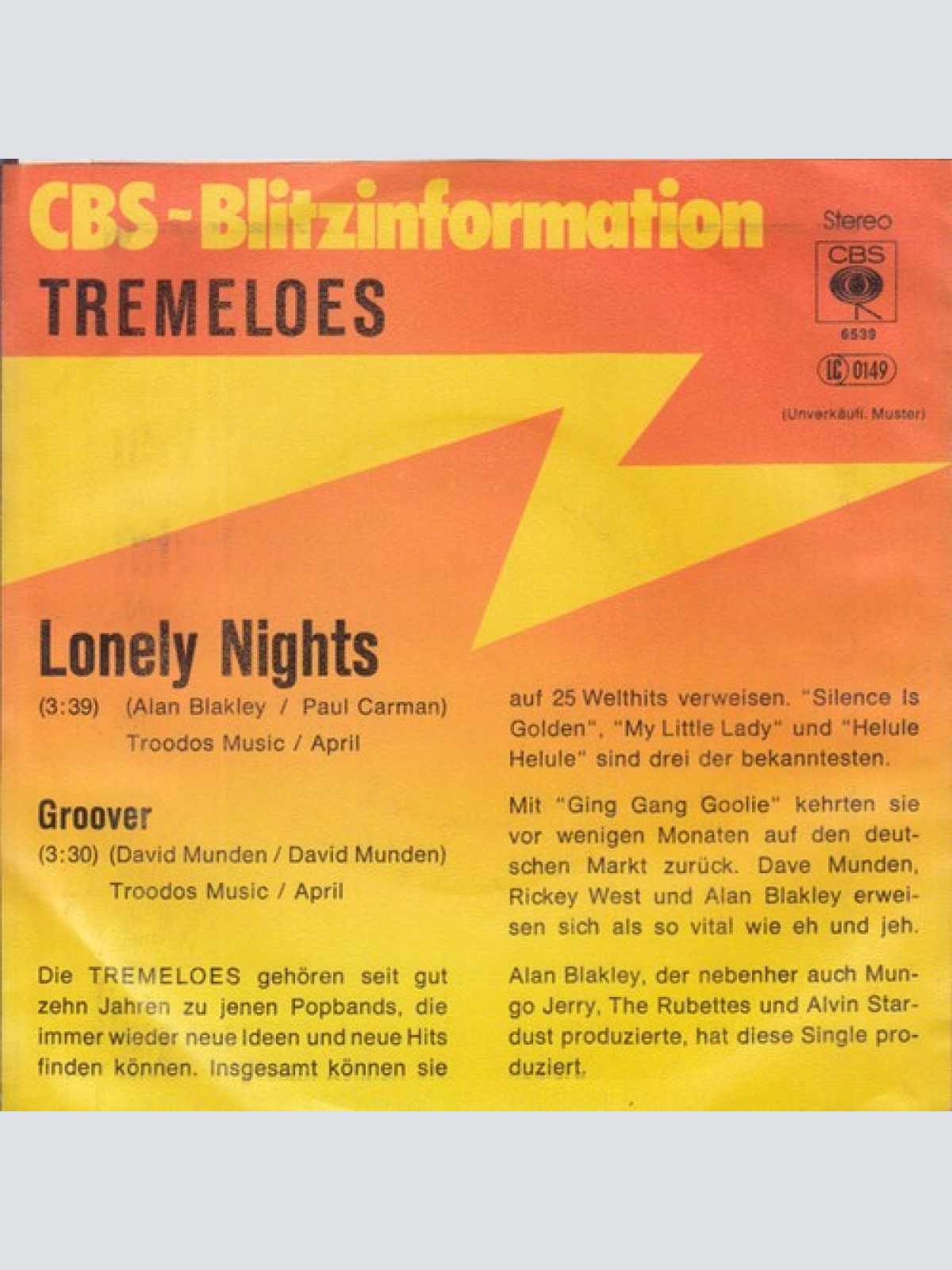 7", Single, Promo Tremeloes* - Lonely Nights
