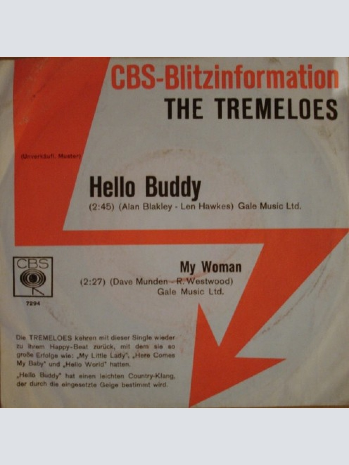 7", Single, Promo The Tremeloes - Hello Buddy