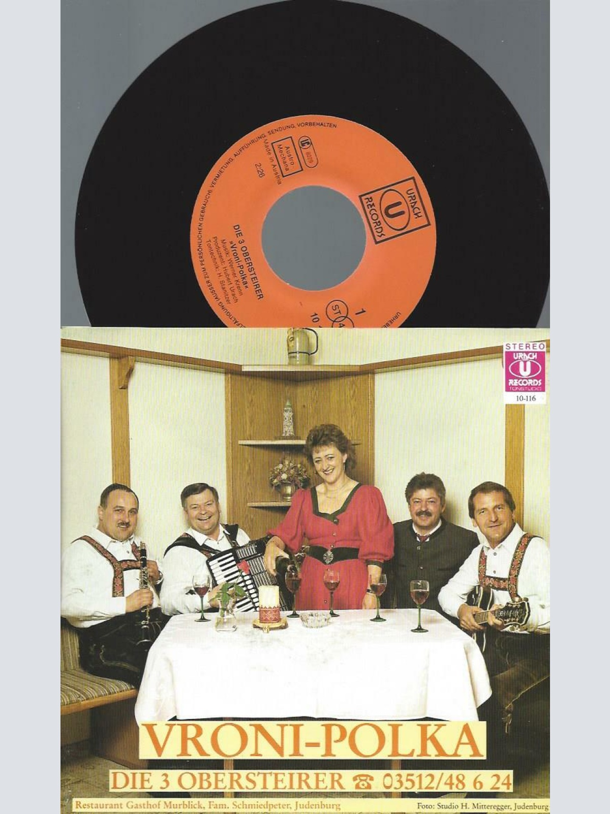 7"  Die 3 Obersteirer -- Vroni Polka