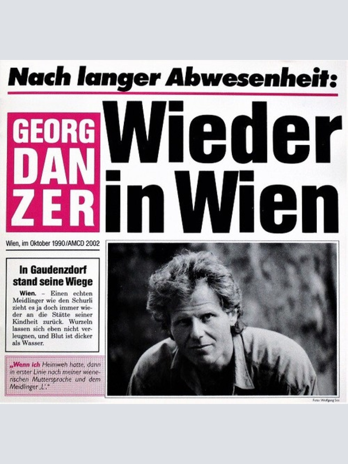 CD, Album Georg Danzer - Wieder In Wien