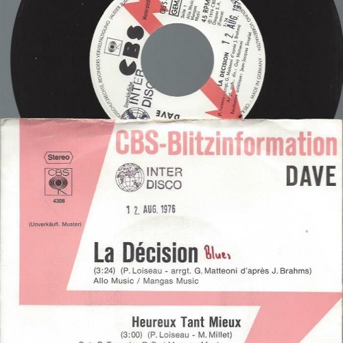 7" Dave  – La Décision // Promo