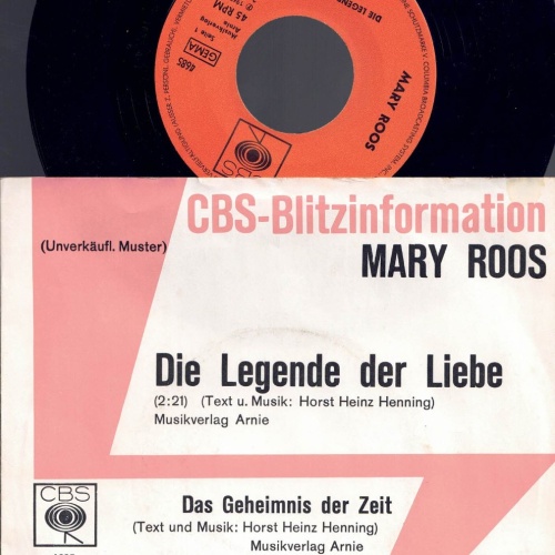 7", Mary Roos Die Legende der Liebe  Promo