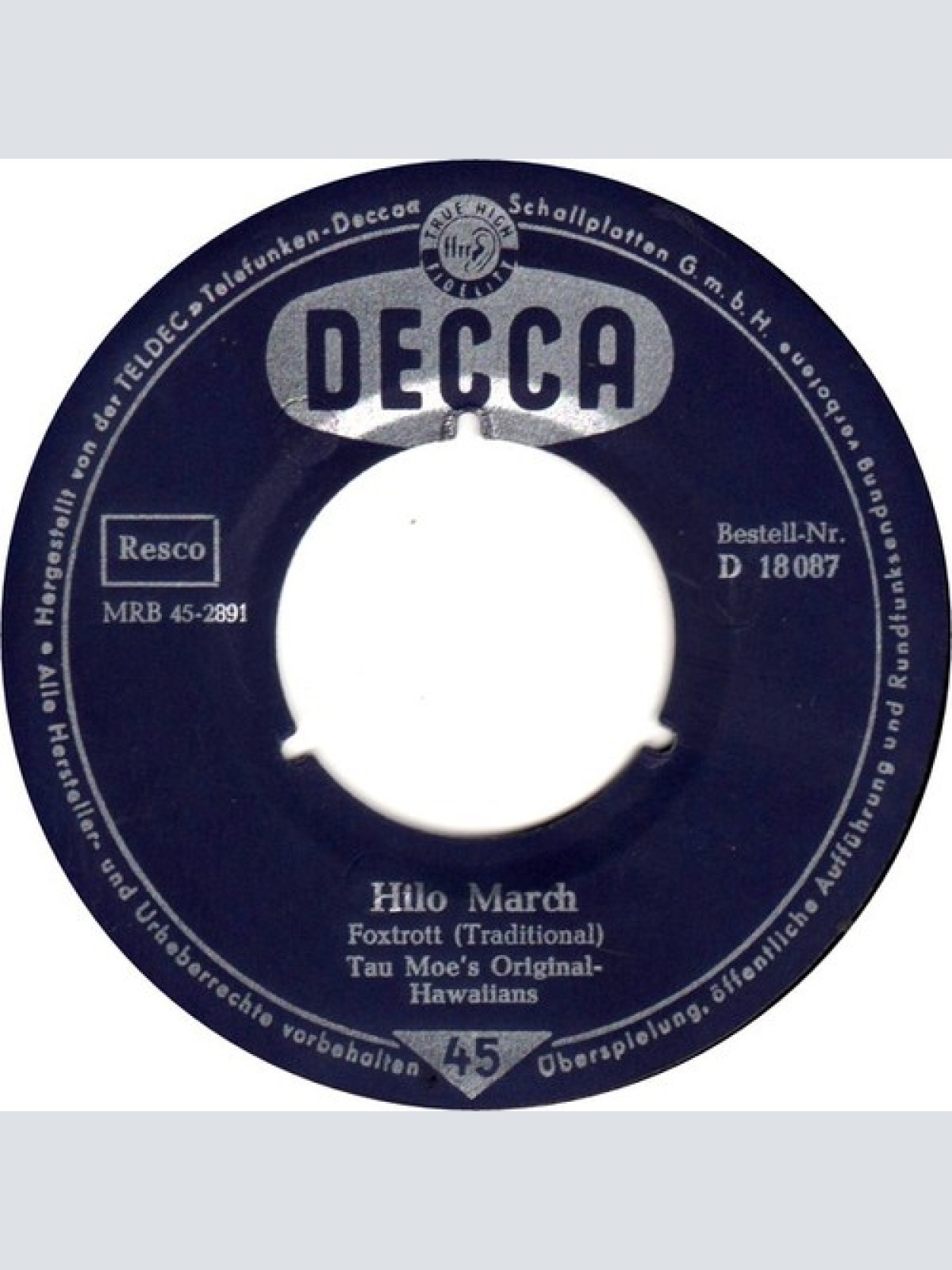 7", Single, Mono Tau Moe's Original Hawaiians - Hilo March