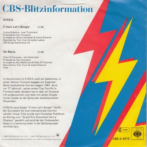 7", Single, Promo Kirka - C'Mon Let's Boogie