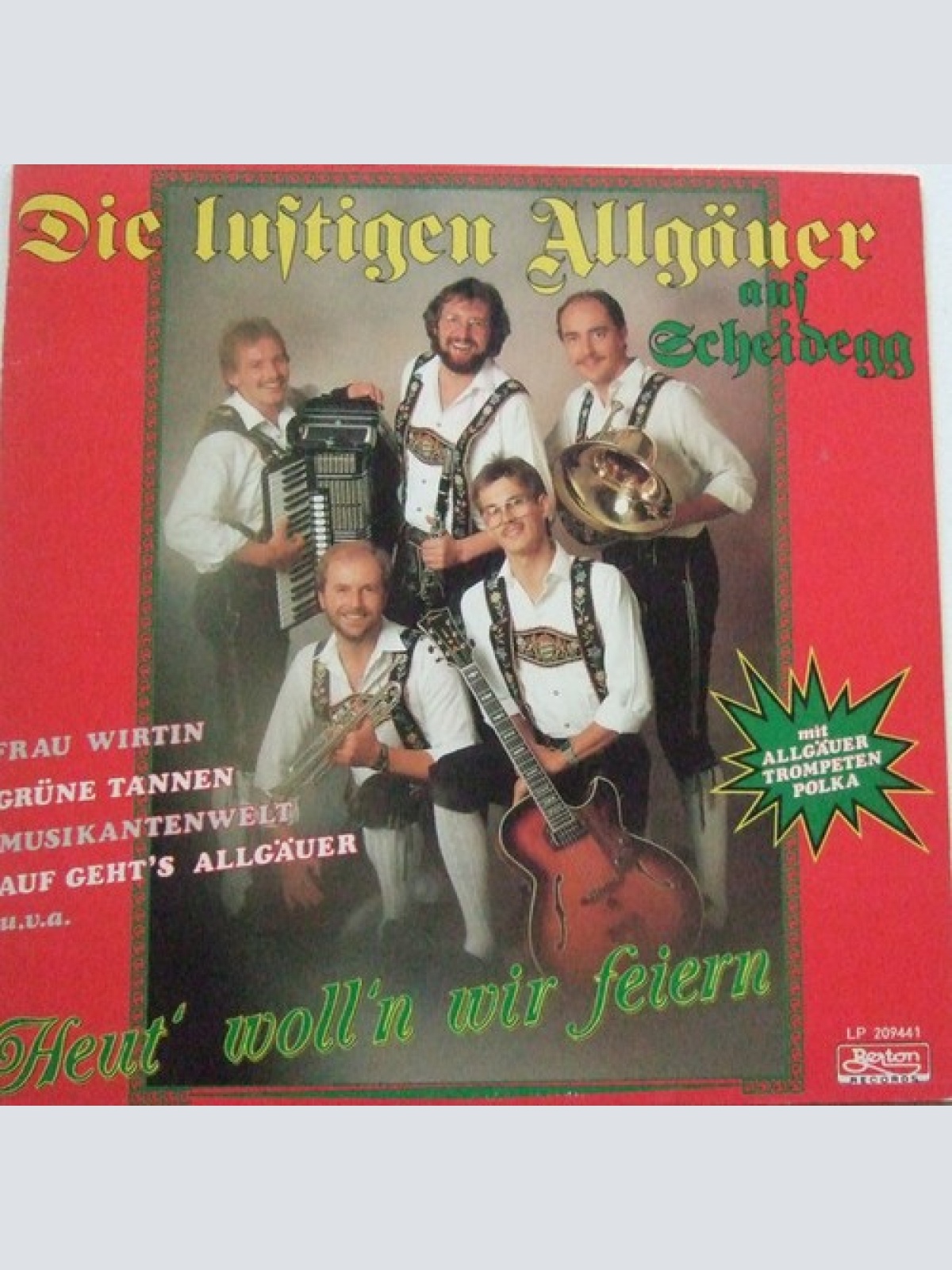 LP, Album Die Lustigen Allgäuer - Heut' Woll'n Wir Feiern