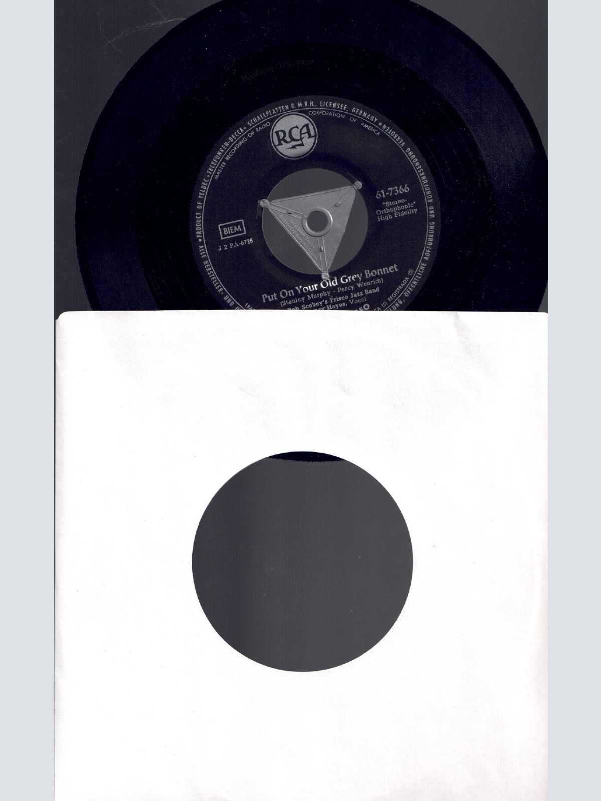 7",  Put your old Grey Bonnet     Bob Scobeys Frisco Jazz Band