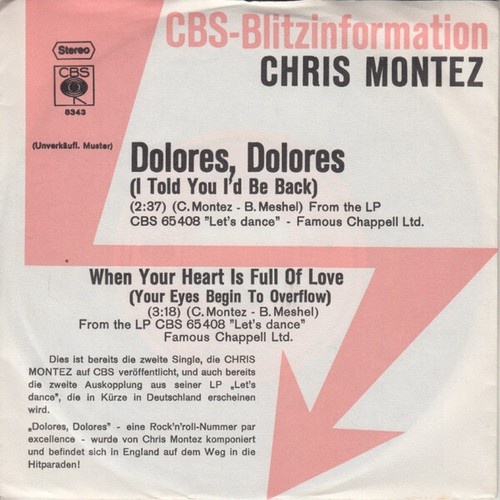 7", Single, Promo Chris Montez - Dolores, Dolores (I Told You I'd Be Back)