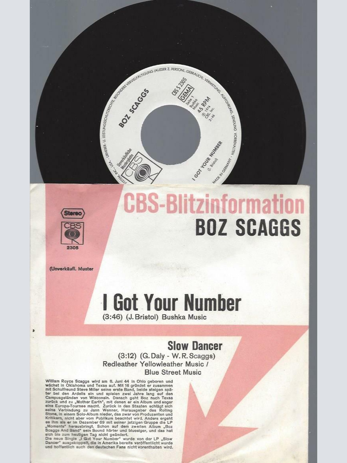7"    Boz Scaggs  I Got Your Number / Promo