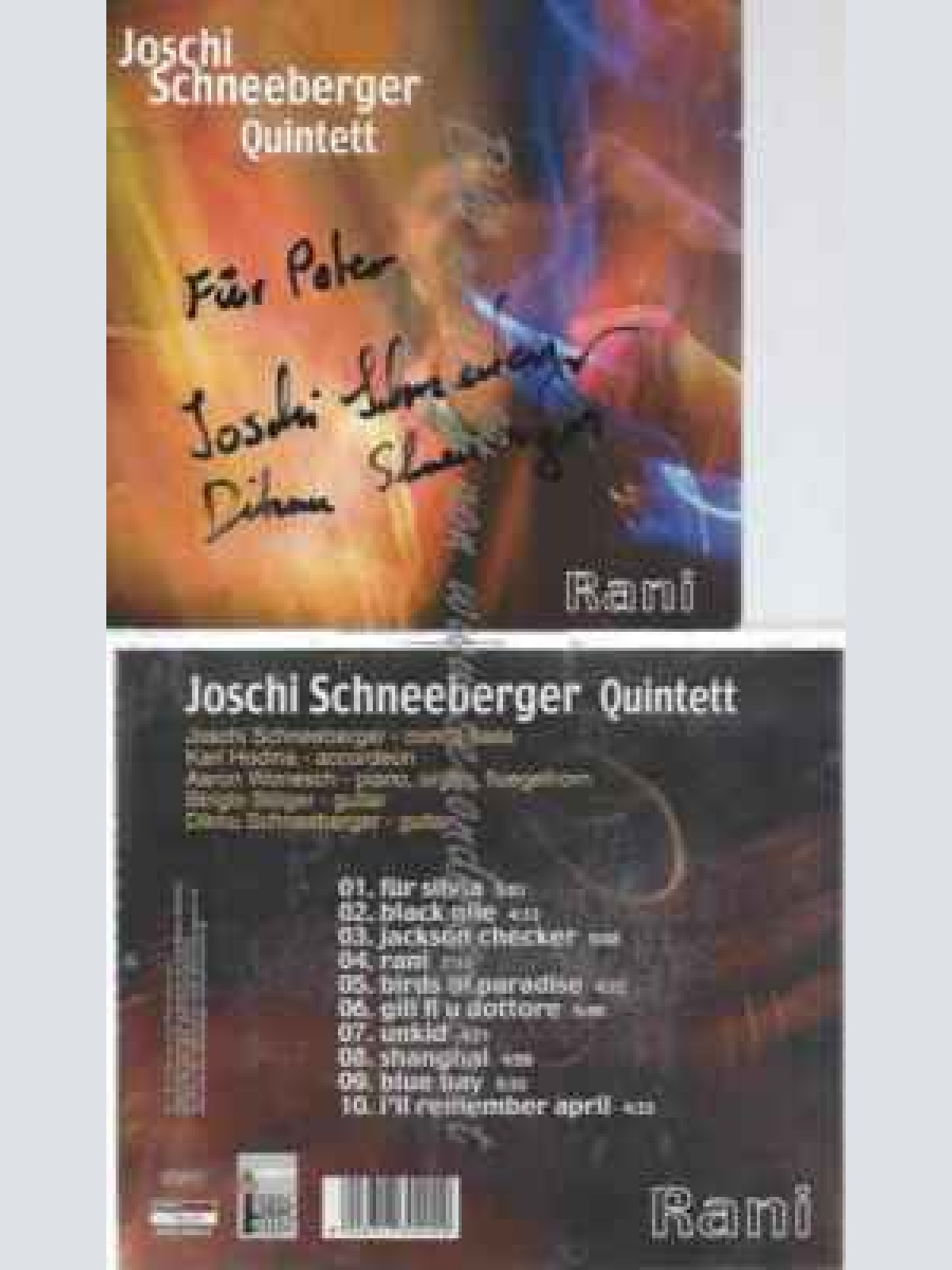 CD--JOSCHI SCHNEEBERGER QUINTETT--RANI // Signed