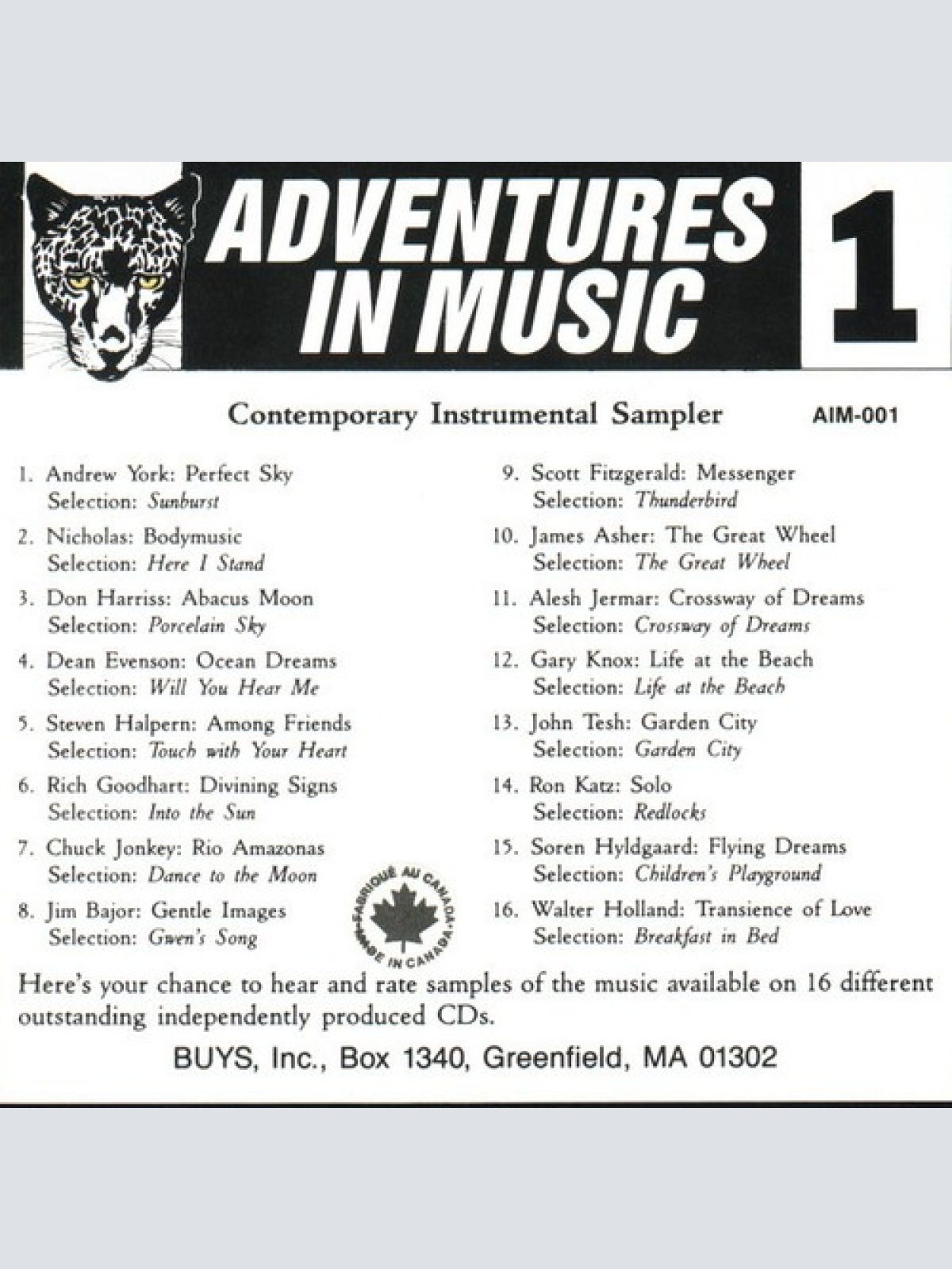 CD, Promo, Smplr Various - Contemporary Instrumental Sampler