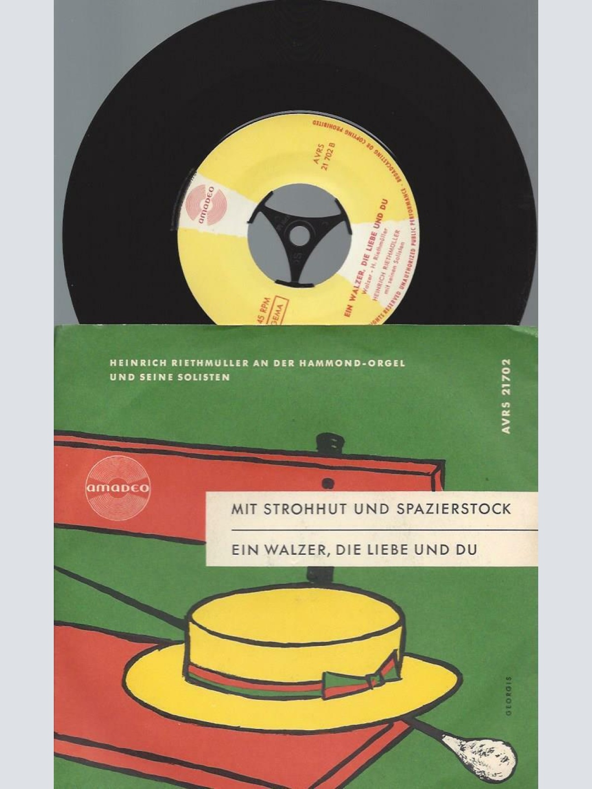 7" Heinrich Riethmüller Und Seine Solisten – Mit Strohhut Und Spazierstock