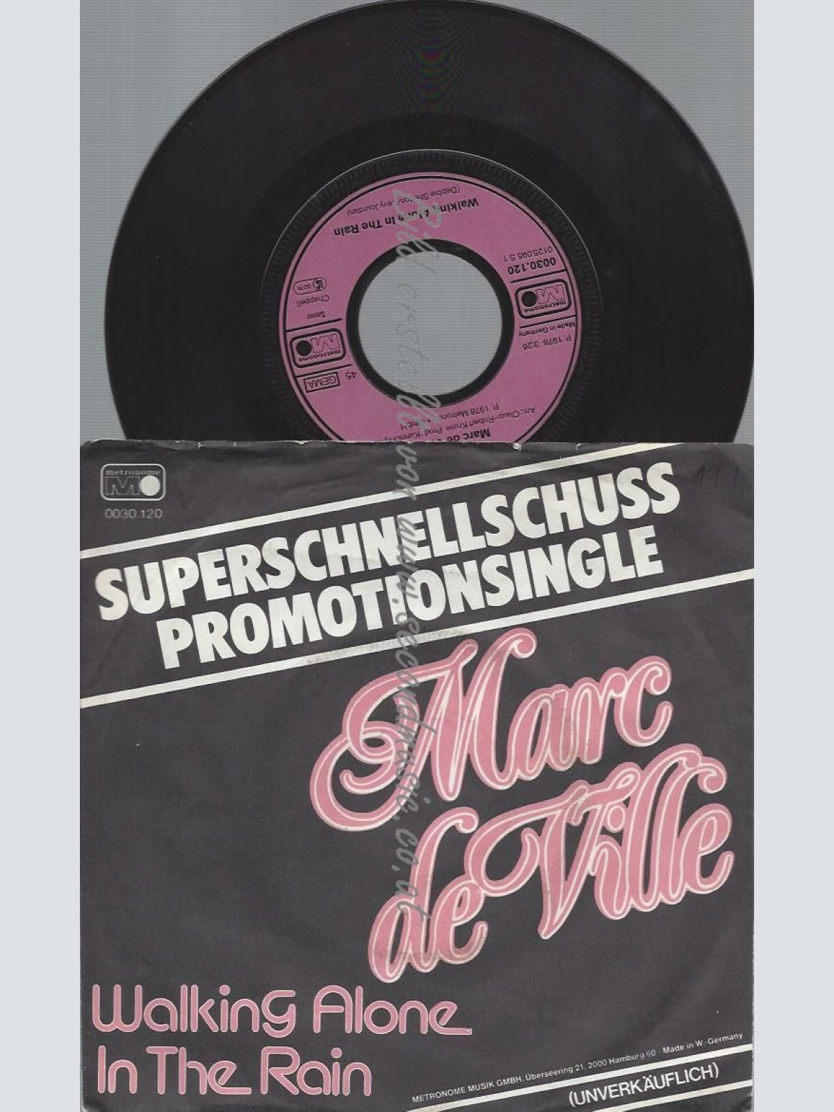 7"  Marc De Ville  Walking Alone In The Rain //PROMO