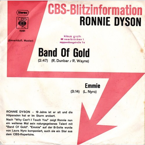 7", Single, Promo Ronnie Dyson - Band Of Gold