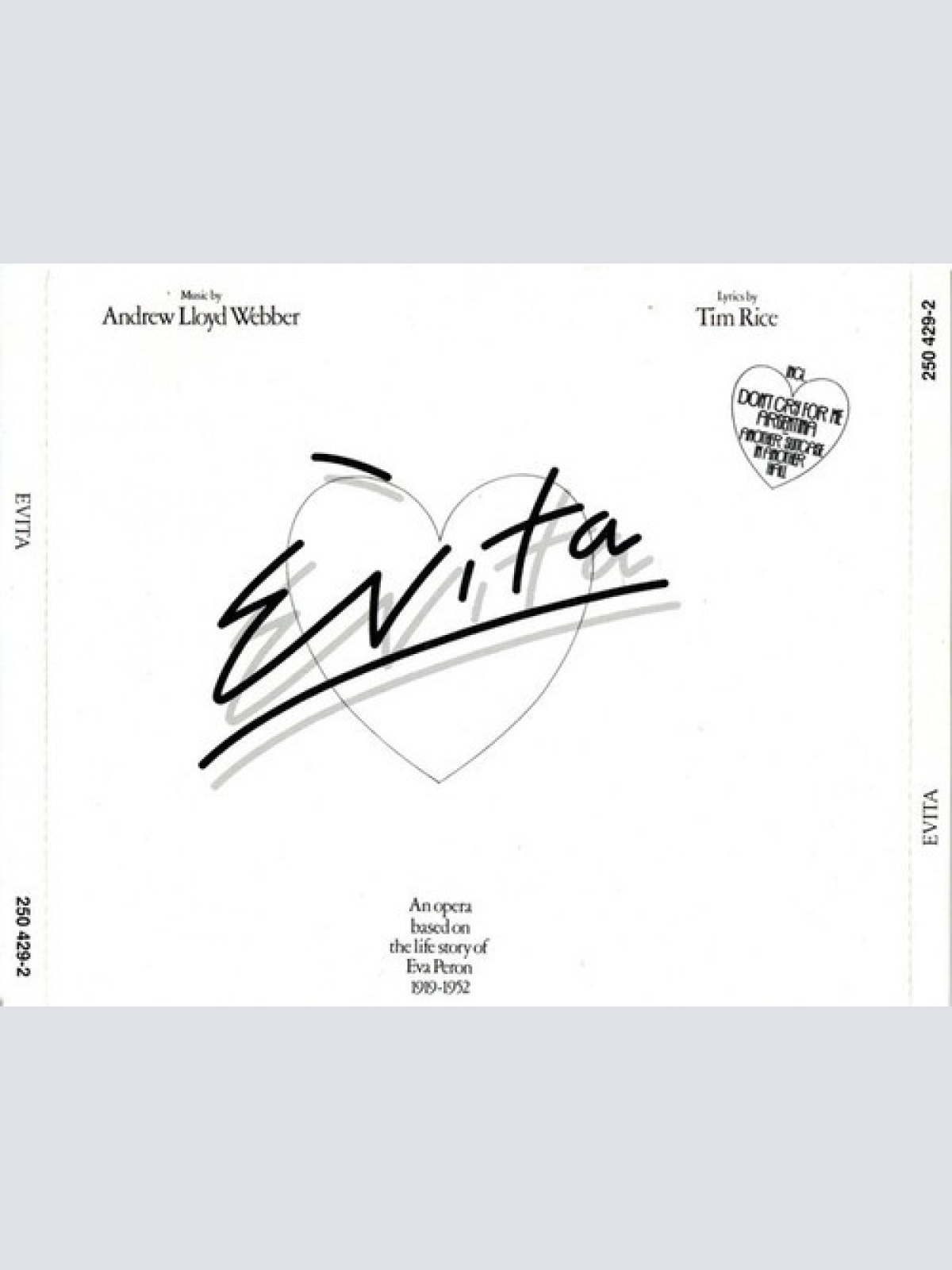 2xCD, Album, RE Andrew Lloyd Webber, Tim Rice - Evita
