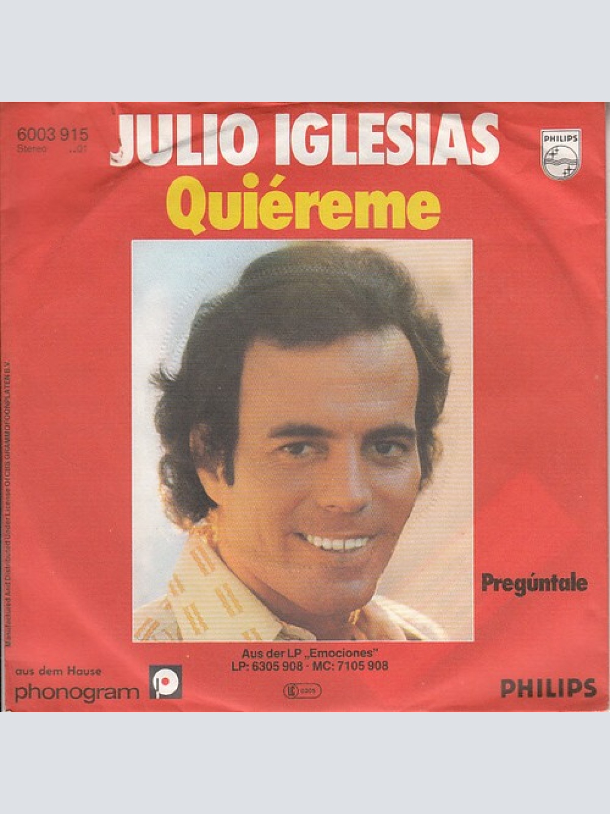 7", Single Julio Iglesias - Quiéreme