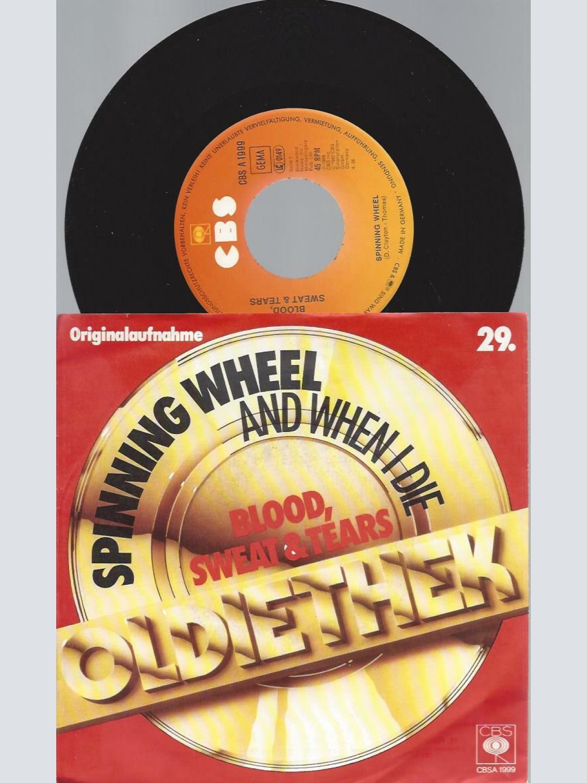 7"  Blood, Sweat & Tears – Spinning Wheel / And When I Die