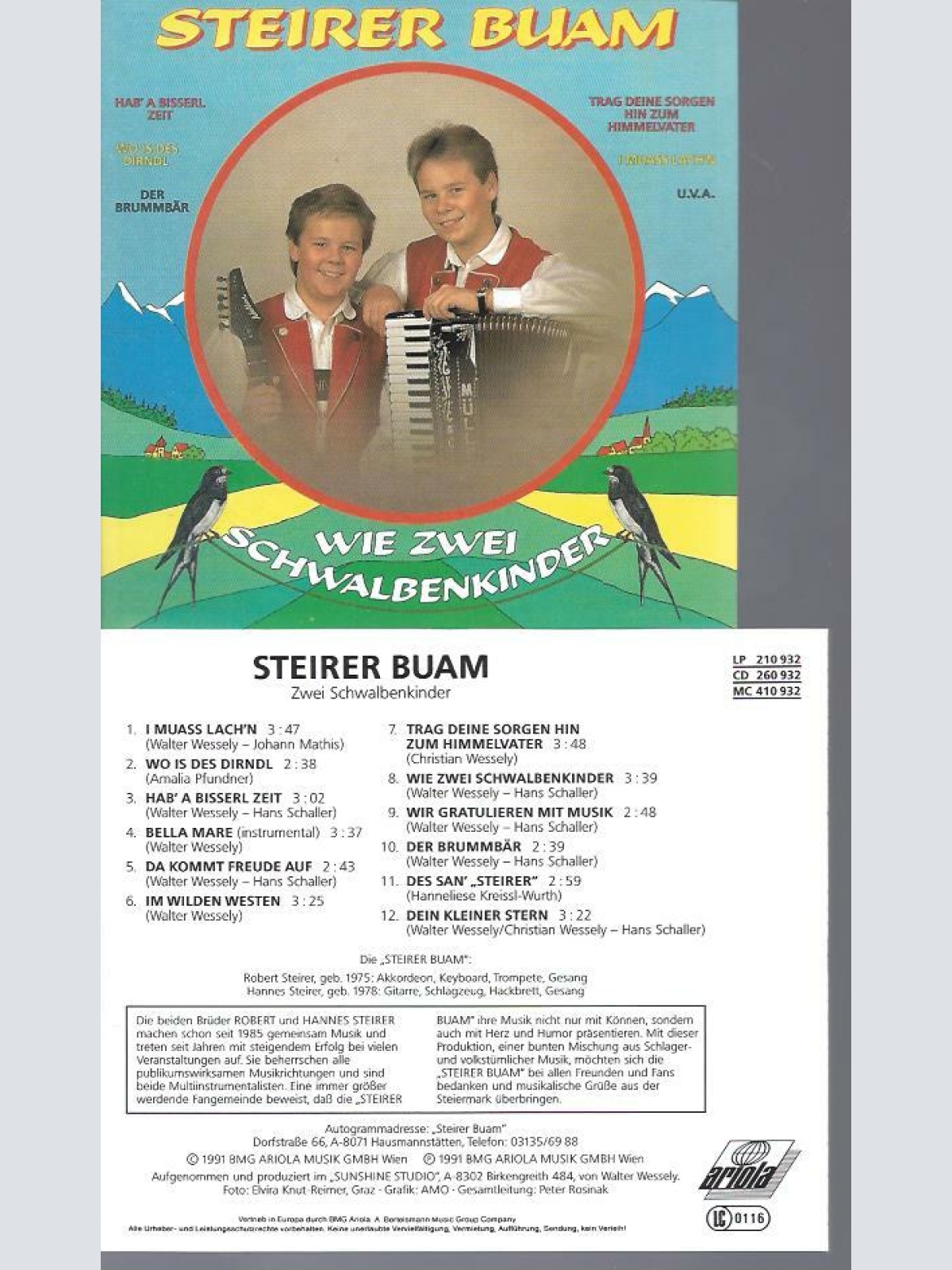 CD- Steirer Buam Wie zwei Schwalbenkinder