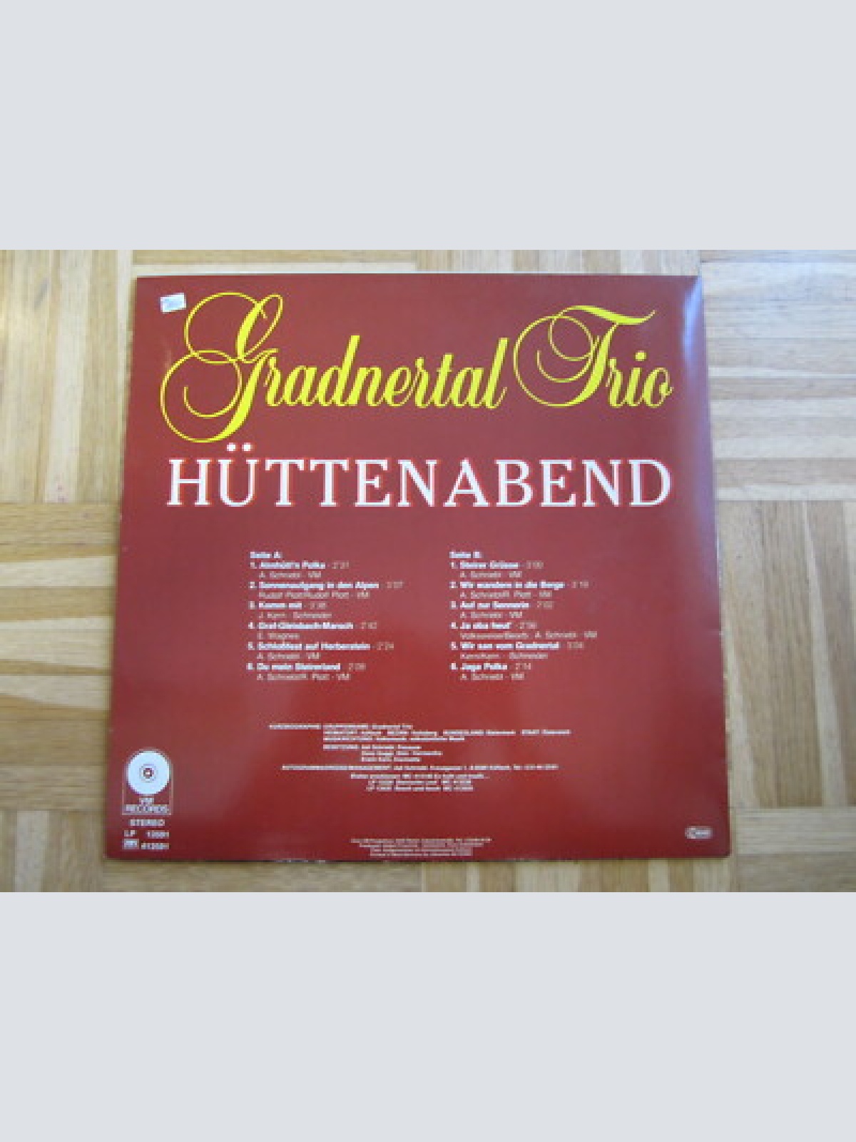 LP / GRADNERTAL - TRIO -  HÜTTENABEND   / VM RECORDS AUSTRIA / RARITÄT /