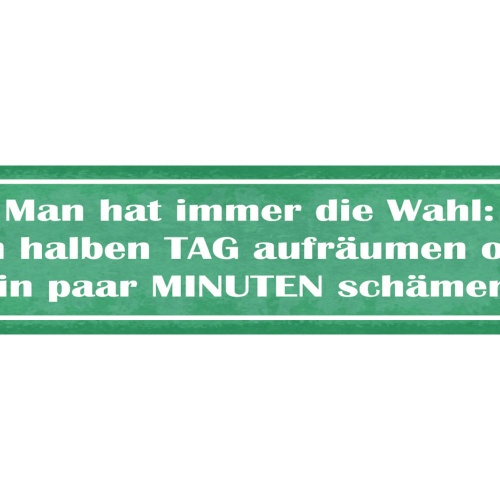 Schild Man Hat Immer Die Wahl Den Halben Tag Aufräumen Oder Ein Paar Min Schämen