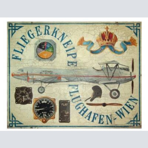 Kuk nostalgie holzschild fliegerkneipe flieger flughafen wien