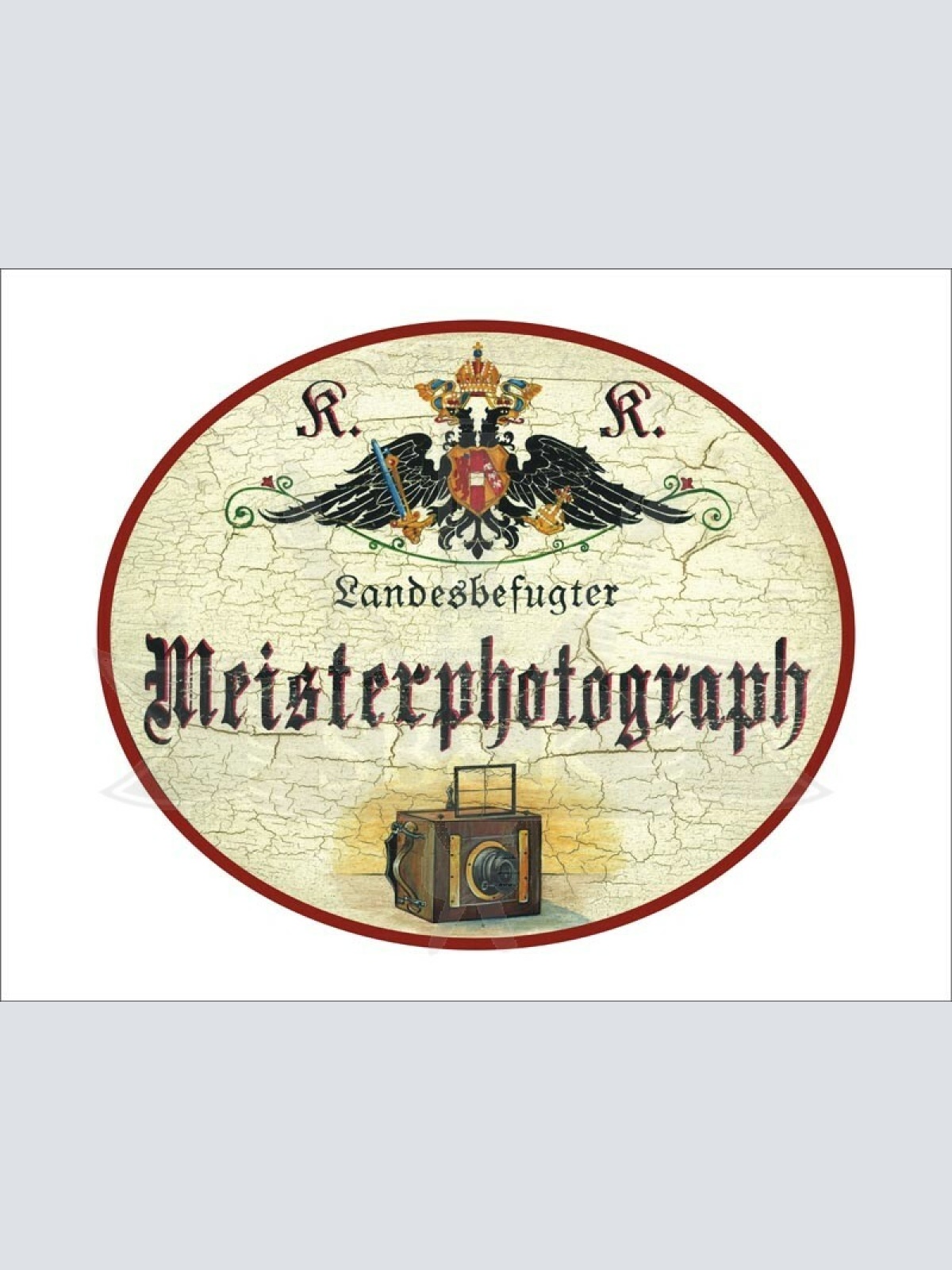 KuK Nostalgie Holzschild - Landesbefugter Meisterphotograph - Fotoapparat TH