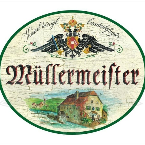 KuK Nostalgie Holzschild - Landesbefugter Müllermeister - Mühle TH
