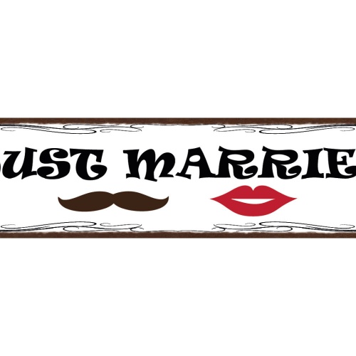 Schild Just Married Hochzeit Heirat Gerade Verheiratet Ehe 46 x 10 Blech od.Holz