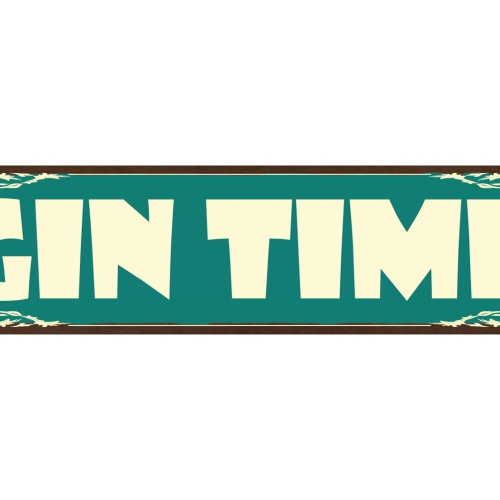 Schild Gin Time Zeit Spirituose Alkohol Bar Glas Flasche 46 x 10 Blech od. Holz