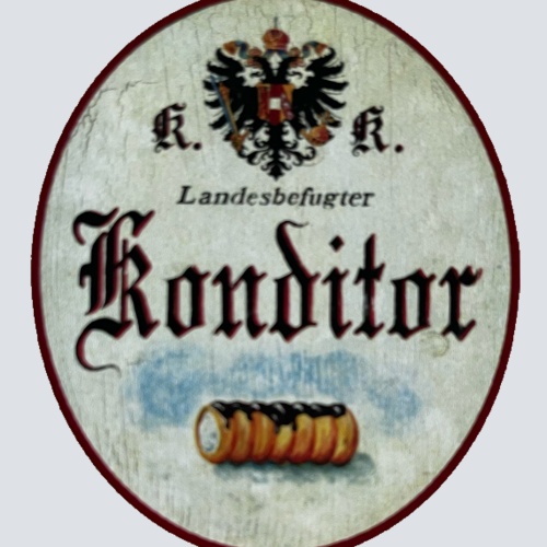 KuK Nostalgie Holzschild Landesbefugter Konditor Konditorei Kuchen Torte Schild