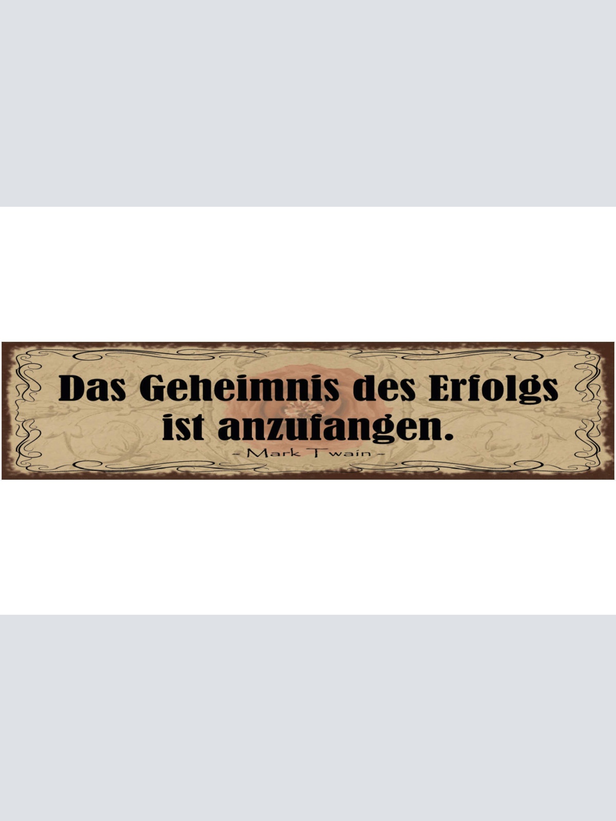 Schild Das Geheimniss Des Erfolgs Ist Anzufangen M. Twain 46 x 10 Blech od. Holz