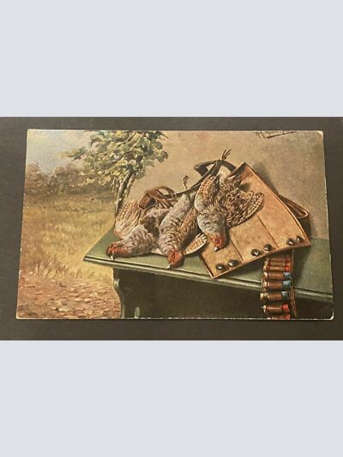 Jagd Fasan Künstlerkarte Jagdtasche Munition 80166