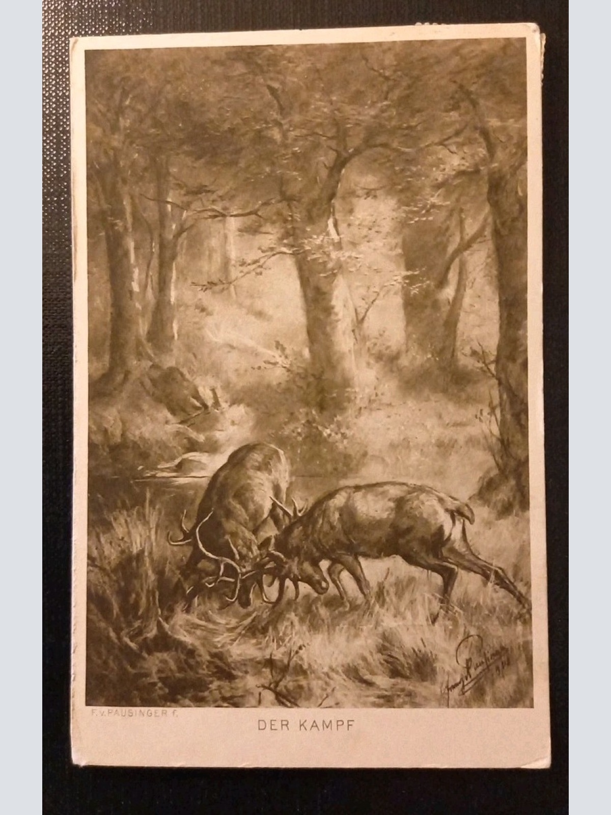 Ansichtskarte Pausinger Der Kampf Zwei Hirsche Gr 1796 H