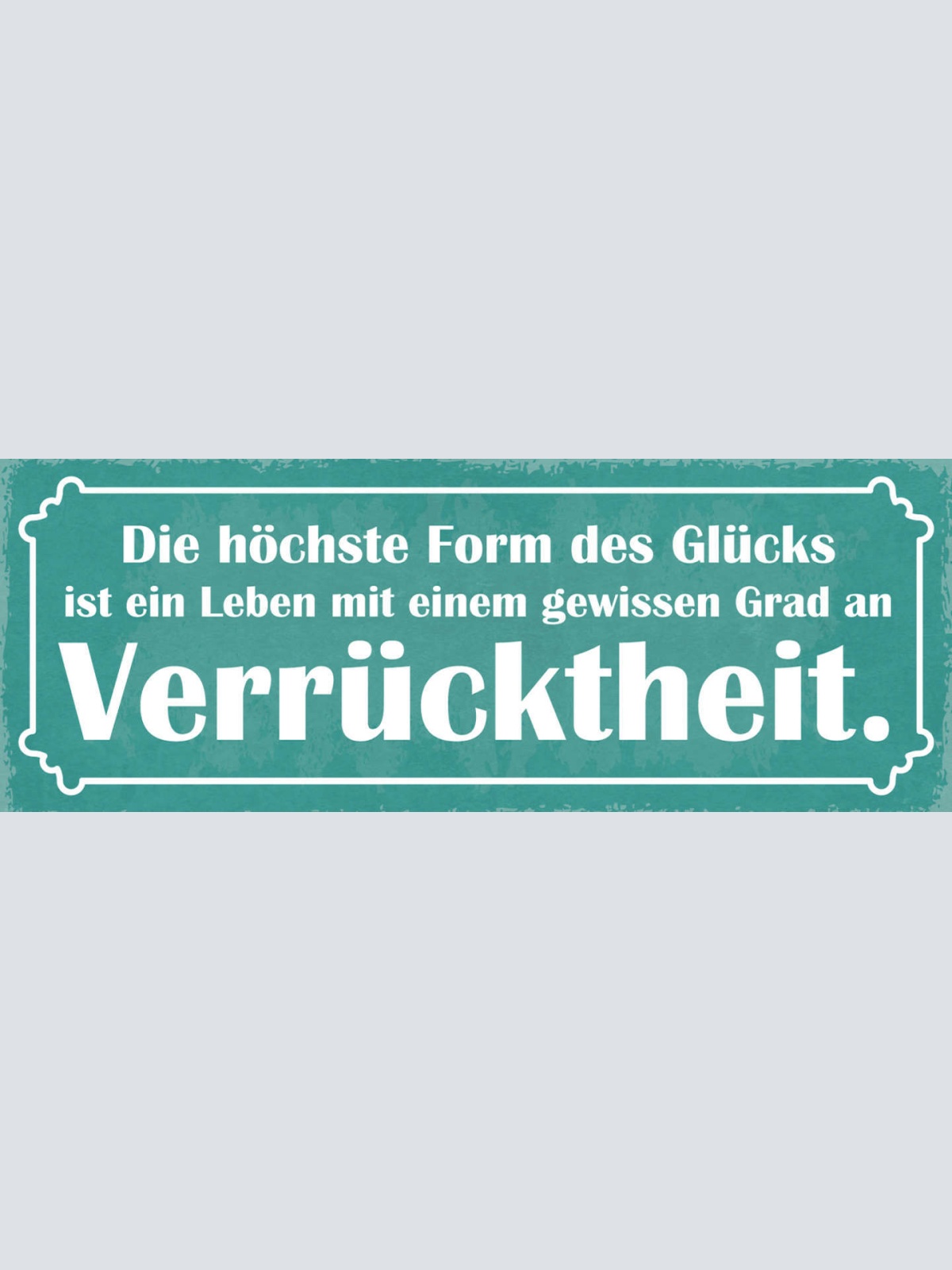 Schild Die Höchste Form Des Glücks Leben Mit Gewissen Grad Verrücktheit 27x10
