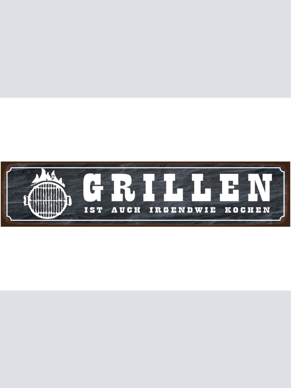 Schild Grillen Kochen Griller Grill BBQ Fleisch Koch Mann 46 x 10 Blech od. Holz