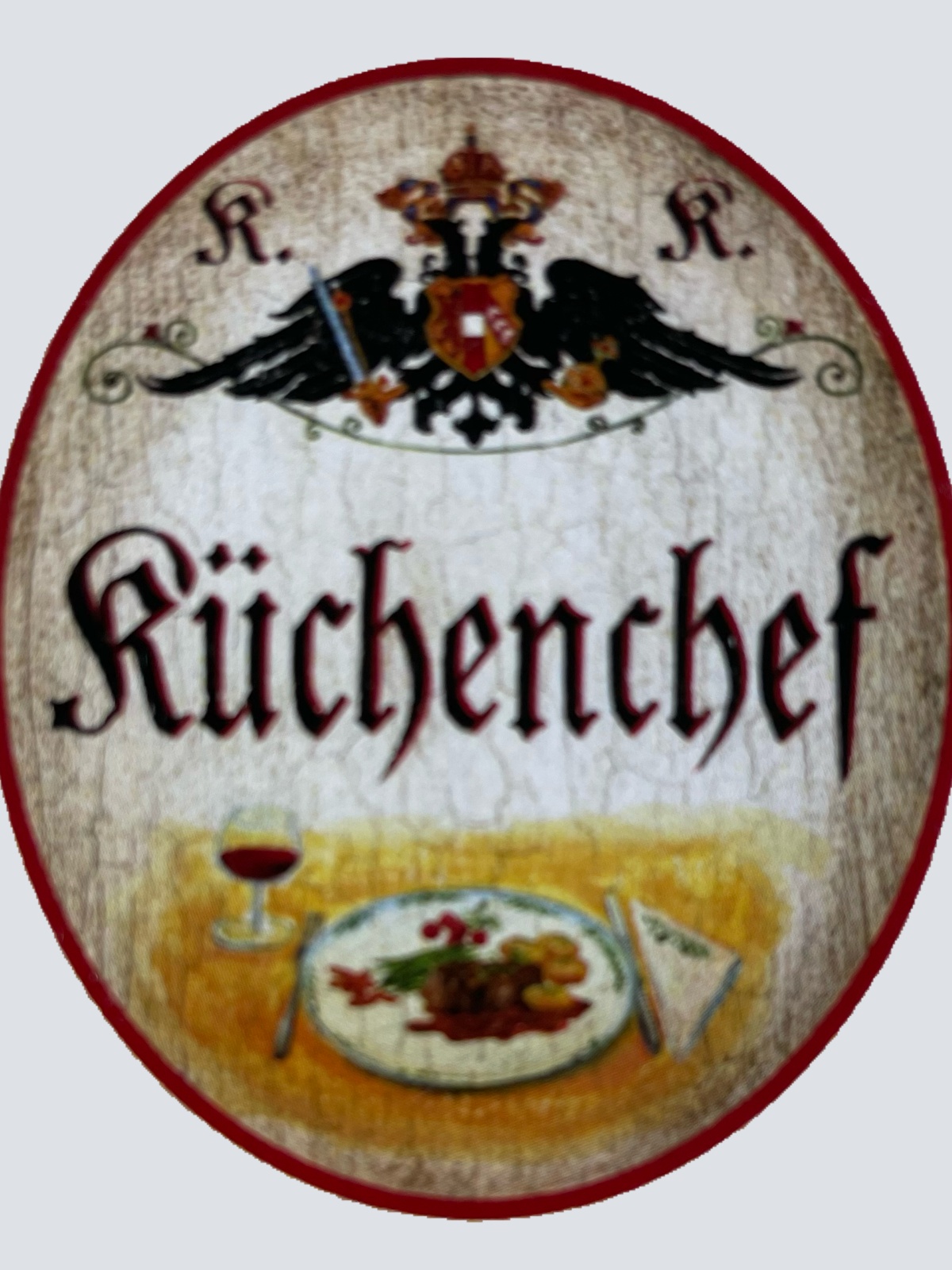 KuK Nostalgie Holzschild Küchenchef Küche Koch Kochen Essen Restaurant Schild
