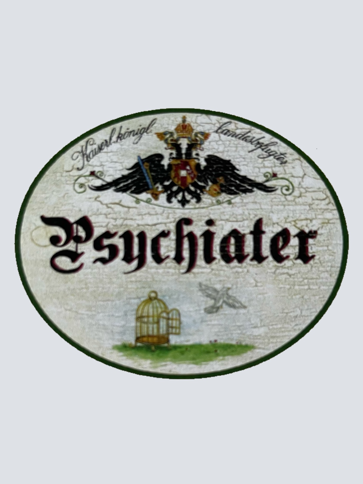 KuK Nostalgie Holzschild Landesbefugter Psychiater Psychologe Arzt Doktor Schild