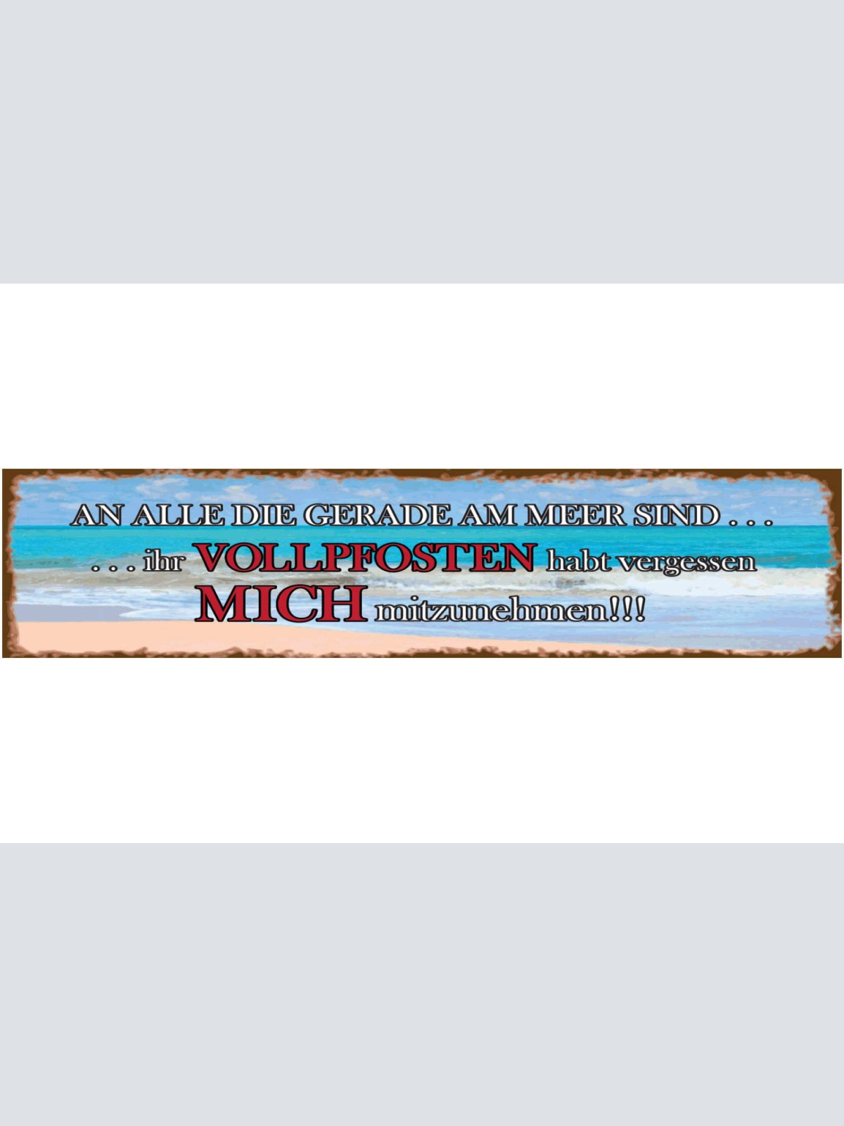 Schild Meer Urlaub Ferien Sand Strand Süden Vollpfosten 46 x 10 Blech od. Holz