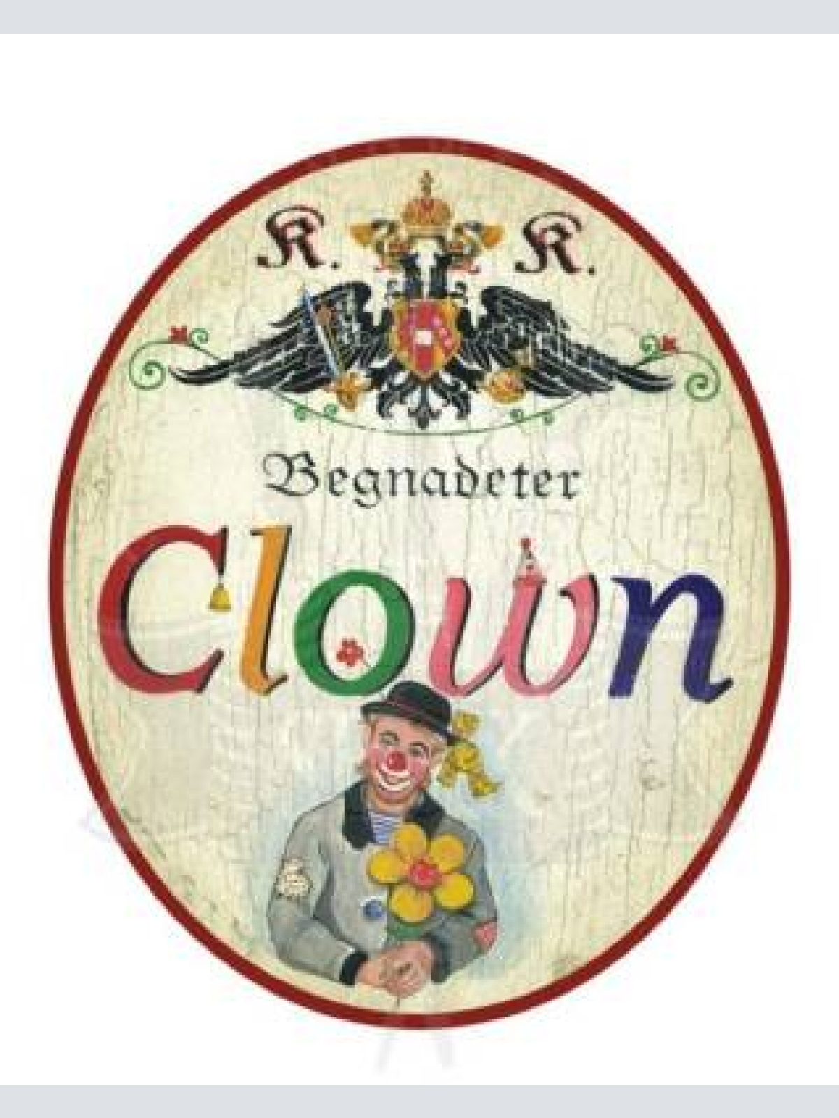 Kuk nostalgie holzschild begnadeter clown
