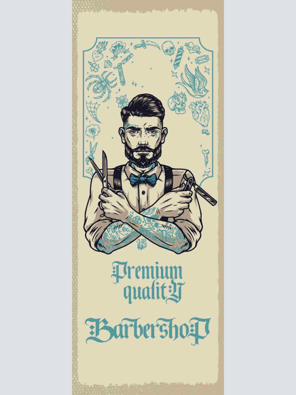 Schild Premium Quality Barbershop Friseur Laden Frisör 27x10 Blech od.Holz