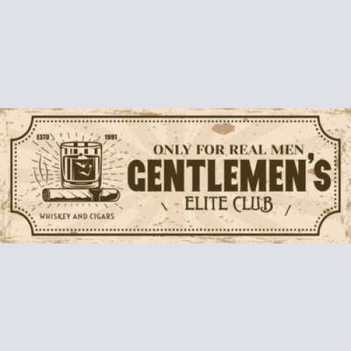 Schild Gentlemen's Elite Club Only For Real Man Whisky Cigars Zigarren 27x10