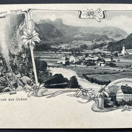 Gruss aus Unken Ortschaft Kirche Gasthof Klamm Salzburg Österreich 410701