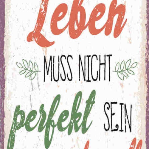Schild Leben Muss Nicht Perfekt Sein Um Wundervoll Zu Sein 27x10 Blech od.Holz
