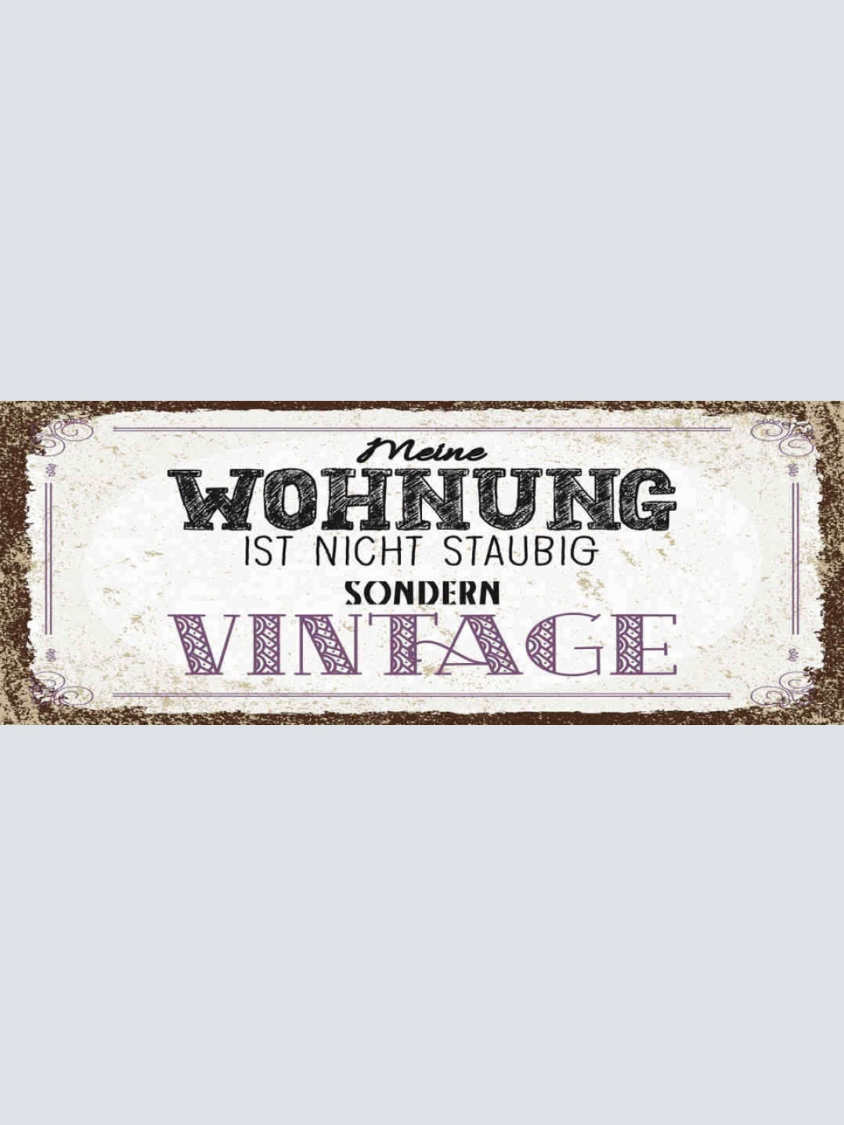 Schild Meine Wohnung Ist Nicht Staubig Sondern Vintage Staub 27x10 Blech od.Holz