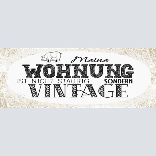 Schild Meine Wohnung Ist Nicht Staubig Sondern Vintage Staub 27x10 Blech od.Holz