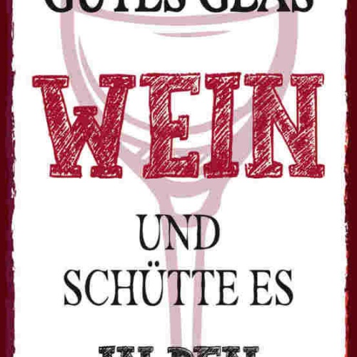 Schild Man Nehme Ein Gutes Glas Wein Schütte Es In Den Koch 27x10 Blech od.Holz